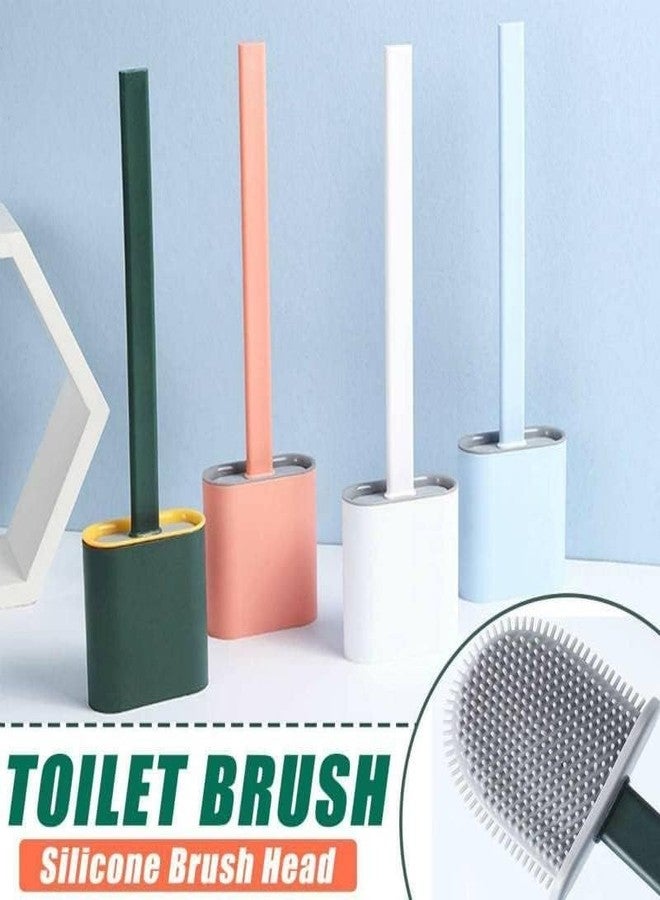 Pihuza Silicone Toilet Brush with Hard Plastic Holder - Slim Flex Brush Set with Anti-Drip Design, Non-Slip Long Handle & Soft Silicone Bristles for Bathroom Cleaning (Pack of 2) - Image 4